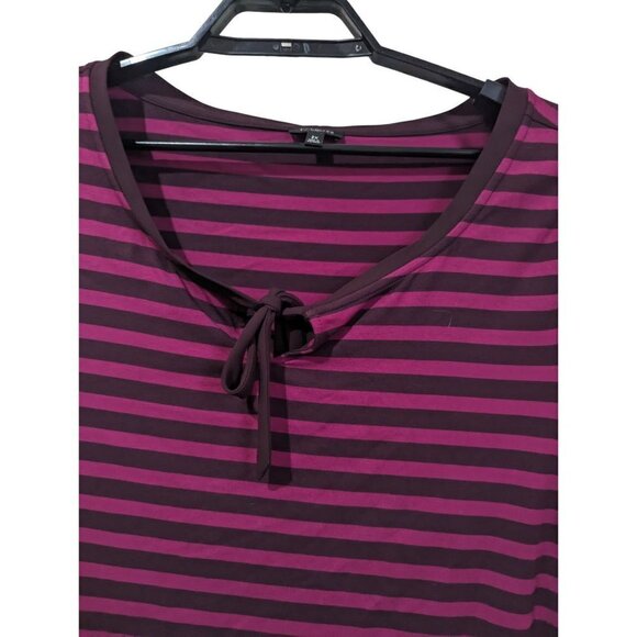 Talbots plus womens size 2X top blouse stipes bow pullover short sleeve - Picture 2 of 7
